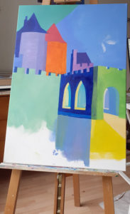 Jane Heyes Art Peintre Carcassonne Artist Work in progress Autumn