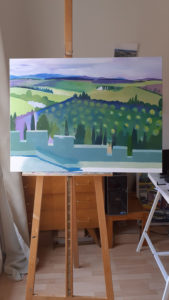 Jane Heyes Art Peintre Carcassonne Artist Work in progress Ramparts