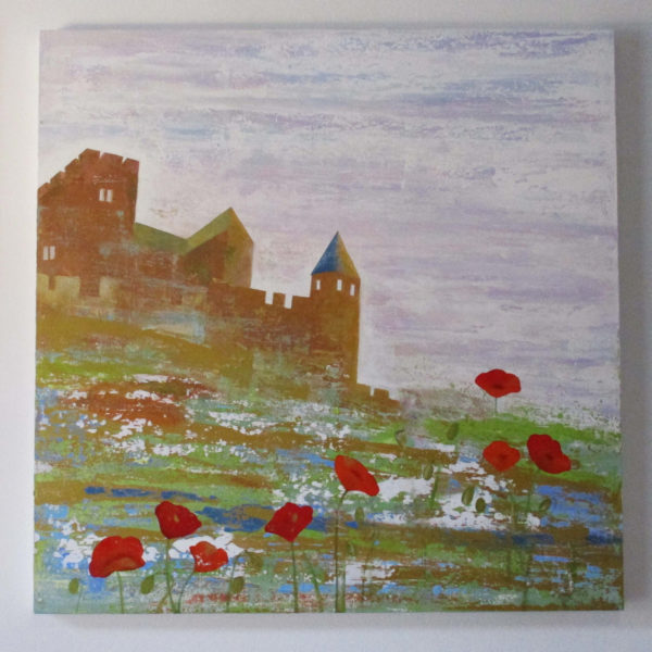 Jane Heyes Art Trio La Cite with Poppies Centre